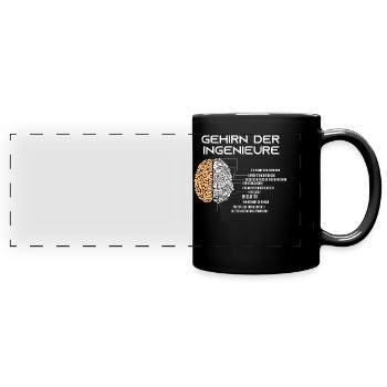 Gehirn eines Ingenieurs, Ingenieure - Panorama-Tasse farbig - Schwarz - Vorne