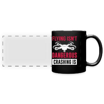 Drohnenpilot, Luftdrohne, Multicopter, - Panorama-Tasse farbig - Schwarz - Vorne