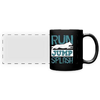 Dog diving, dock diving - Full Colour Panoramic Mug - black - Front