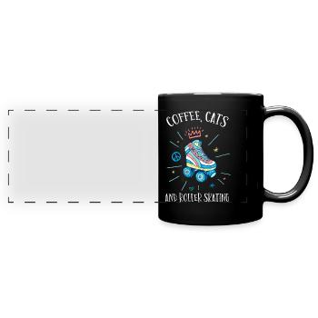 Rollschuhlaufen - Panorama-Tasse farbig - Schwarz - Vorne
