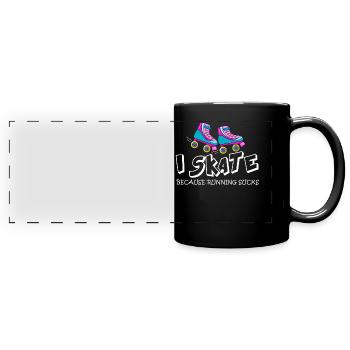 Rollschuhlaufen - Panorama-Tasse farbig - Schwarz - Vorne