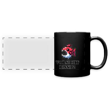 Beware Snappy - Funny Fish Design - Full Colour Panoramic Mug - black - Front