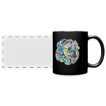 Graffiti Stadt - Panorama-Tasse farbig - Schwarz - Vorne