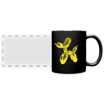Ballon jaune chien | Amoureux de chiens propriétaires de chiens - Mug panoramique uni - noir - Devant