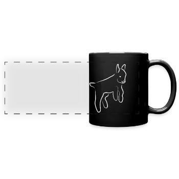 Ziege weiß /Goat white - Panorama-Tasse farbig - Schwarz - Vorne