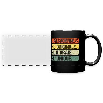 Alsacienne originale humour Alsace cadeau vintage - Mug panoramique uni - noir - Devant
