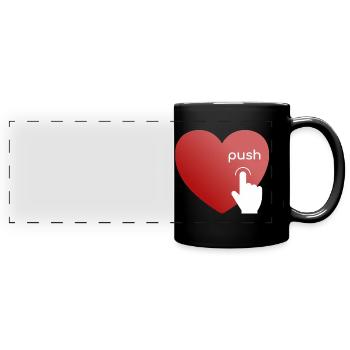 Push my Heart - Full Colour Panoramic Mug - black - Front