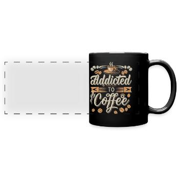 Kaffeesüchtig: Ein Hauch von Koffein - Panorama-Tasse farbig - Schwarz - Vorne