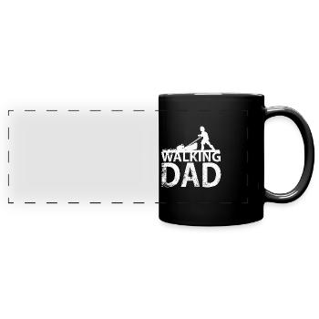 Papa qui marche en coupant l’herbe - Mug panoramique uni - noir - Devant