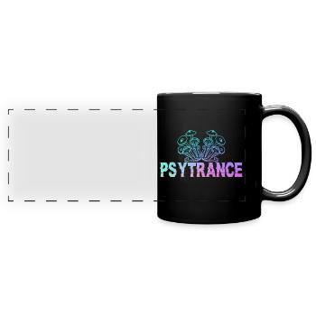 Psytrance GOA Festival Geschenk - Panorama-Tasse farbig - Schwarz - Vorne