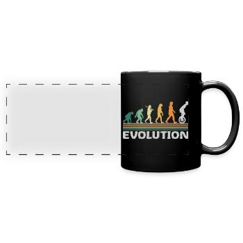 Monocycle cirque artiste évolution rétro drôle - Mug panoramique uni - noir - Devant