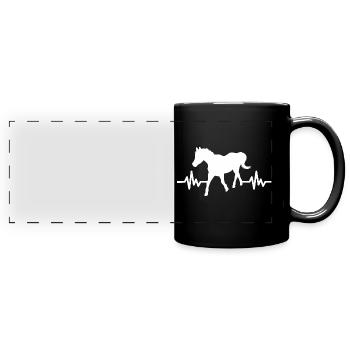 Heartbeat - Horse Stallion Mare Ross Equestrian - Full Colour Panoramic Mug - black - Front