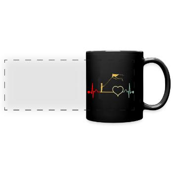 Drachensteigen Drachen Steigen Herzschlag Vintage - Panorama-Tasse farbig - Schwarz - Vorne