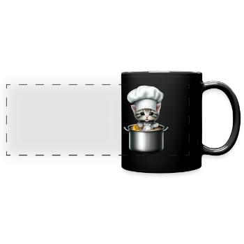 Chef Cat - Full Colour Panoramic Mug - black - Front