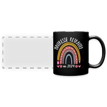 Maitresse retraitée 2024 cadeau maîtresse d' école - Mug panoramique uni - noir - Devant