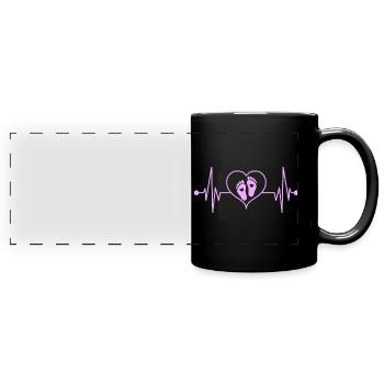 Mother Becoming Pregnant Girl Pink Heartbeat - Full Colour Panoramic Mug - black - Front