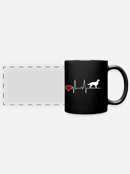 Englischer Setter Herzschlag rotes Herz - Panorama-Tasse farbig - Schwarz
