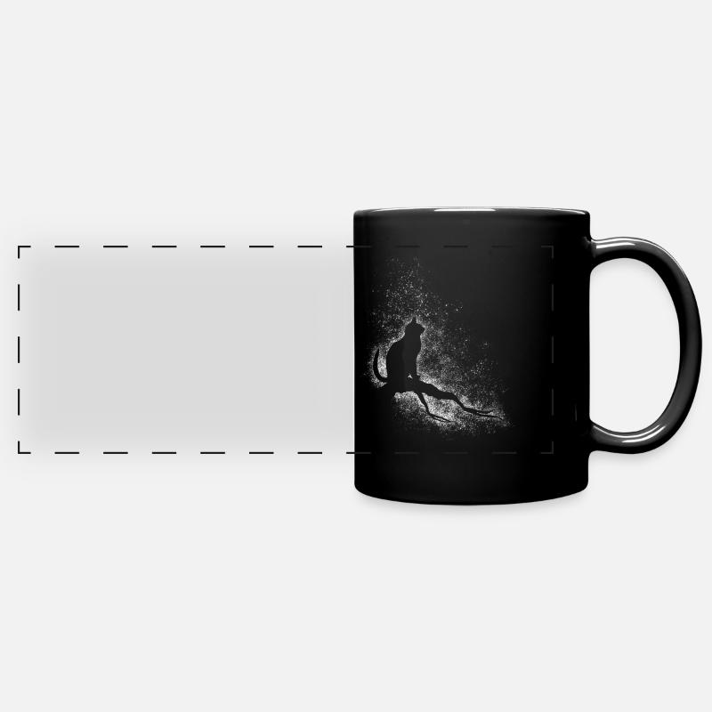 Chat et étoiles - Mug panoramique uni - noir