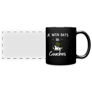 Je M'en Bats Les Couches - Mug panoramique uni - noir - Devant