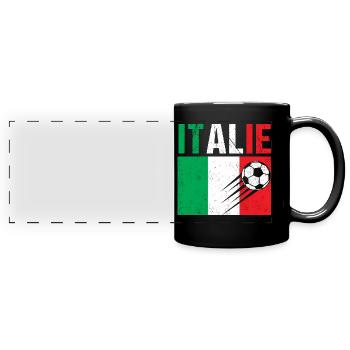 Drapeau Italie cadeau football foot italien - Mug panoramique uni - noir - Devant