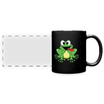Cute little frog green tongue for kids baby - Full Colour Panoramic Mug - black - Front