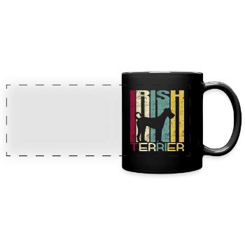 Irish Terrier chien Retro Style Silhouette Rayures - Mug panoramique uni - noir - Devant