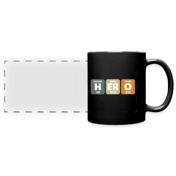 Hero Nerd Hero éléments chimiques rétro drôle - Mug panoramique uni - noir - Devant