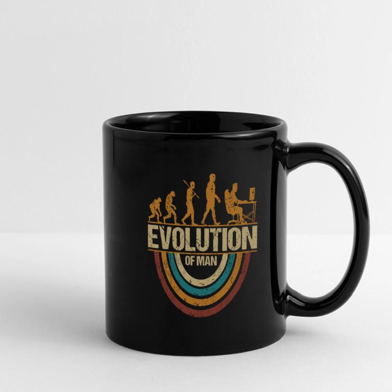 Programmierer Computerfreak Evolution Retro Panorama-Tasse farbig