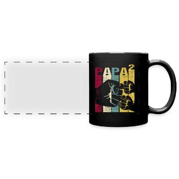 Papa Vater von 2 Kinder Zwillinge Söhnen Mädchen - Panorama-Tasse farbig - Schwarz - Vorne