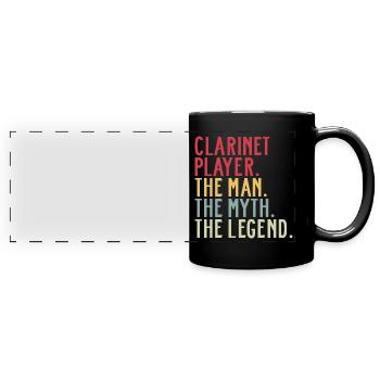 Joueur de clarinette Papa dit Joueur de clarinette - Mug panoramique uni - noir - Devant