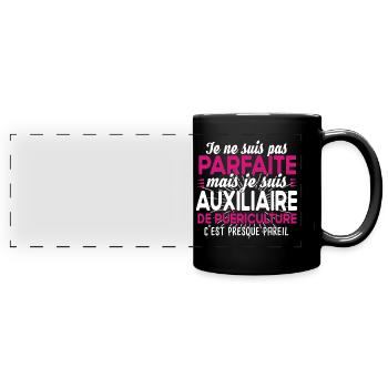 Auxiliaire de puériculture Puéricultrice Métier - Mug panoramique uni - noir - Devant