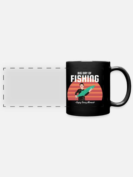 Great day of fishing, enjoy every moment - Full Colour Panoramic Mug - black