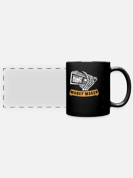 Money Maker - Panorama-Tasse farbig - Schwarz