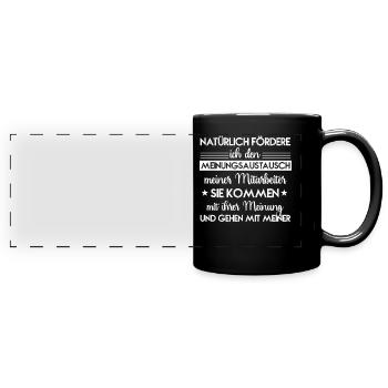 Natürliche fördere ich den Meinungsaustausch - Panorama-Tasse farbig - Schwarz - Vorne