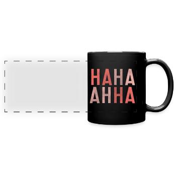 Hahahaha funny funny funny laugh meme joke lol - Full Colour Panoramic Mug - black - Front