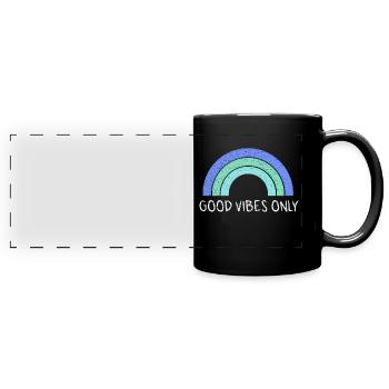 Good Vibes Only - arc-en-ciel bleu - Mug panoramique uni - noir - Devant