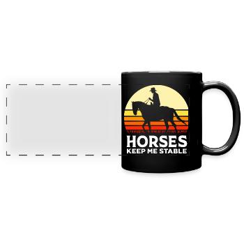 Courses de chevaux - Mug panoramique uni - noir - Devant