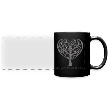 All you need is love Heart Tree - Full Colour Panoramic Mug - black - Front