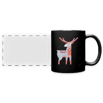 Reindeer Rentier - Panorama-Tasse farbig - Schwarz - Vorne