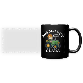 Clara Name Traktor - Panorama-Tasse farbig - Schwarz - Vorne
