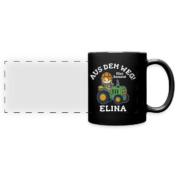 Elina Name Traktor - Panorama-Tasse farbig - Schwarz - Vorne