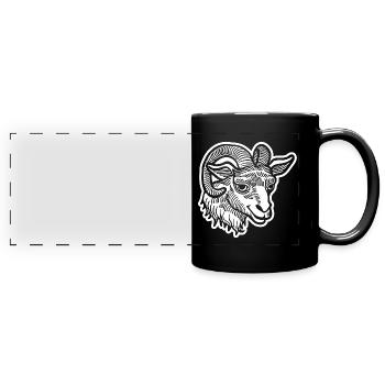 Steinbock Ziege - Panorama-Tasse farbig - Schwarz - Vorne
