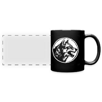 Wolf - Panorama-Tasse farbig - Schwarz - Vorne
