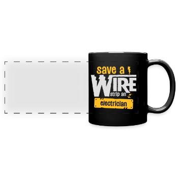 Enregistrer une bande de fil à l'électricien - Funny Electric - Mug panoramique uni - noir - Devant