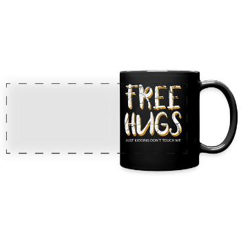 Umarmung - Panorama-Tasse farbig - Schwarz - Vorne