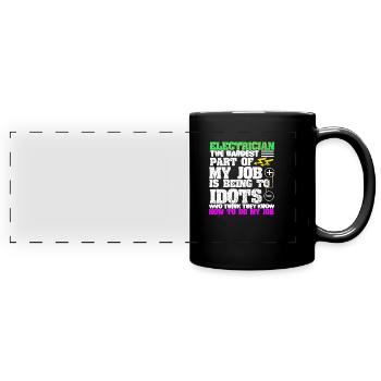Électriciens - Mug panoramique uni - noir - Devant