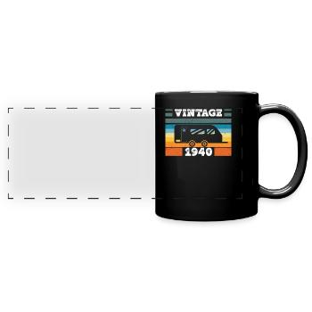Camping Car Born in 1940 Birthday - Full Colour Panoramic Mug - black - Front