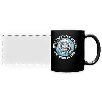sailor born 1976 birthday sailboat funny - Full Colour Panoramic Mug - black - Front