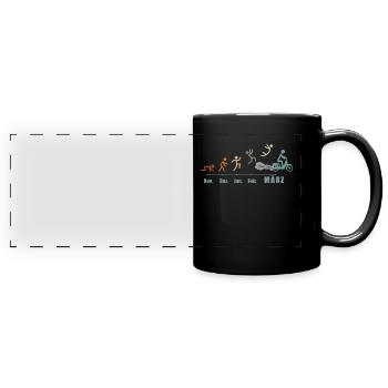 Mofa Mofafahrer Moped Vintage Mofa Mofasaison Mofa - Panorama-Tasse farbig - Schwarz - Vorne
