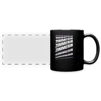 Zimmerer Spruch Zimmerin - Panorama-Tasse farbig - Schwarz - Vorne